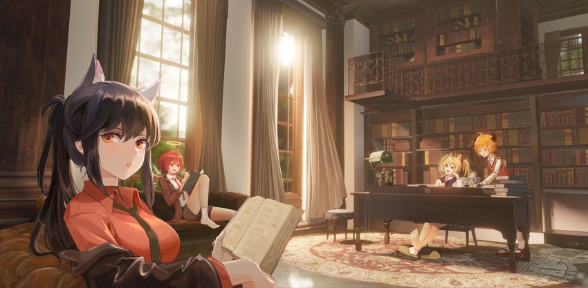 texas, exusiai, sora, and croissant (arknights) drawn by xilin
