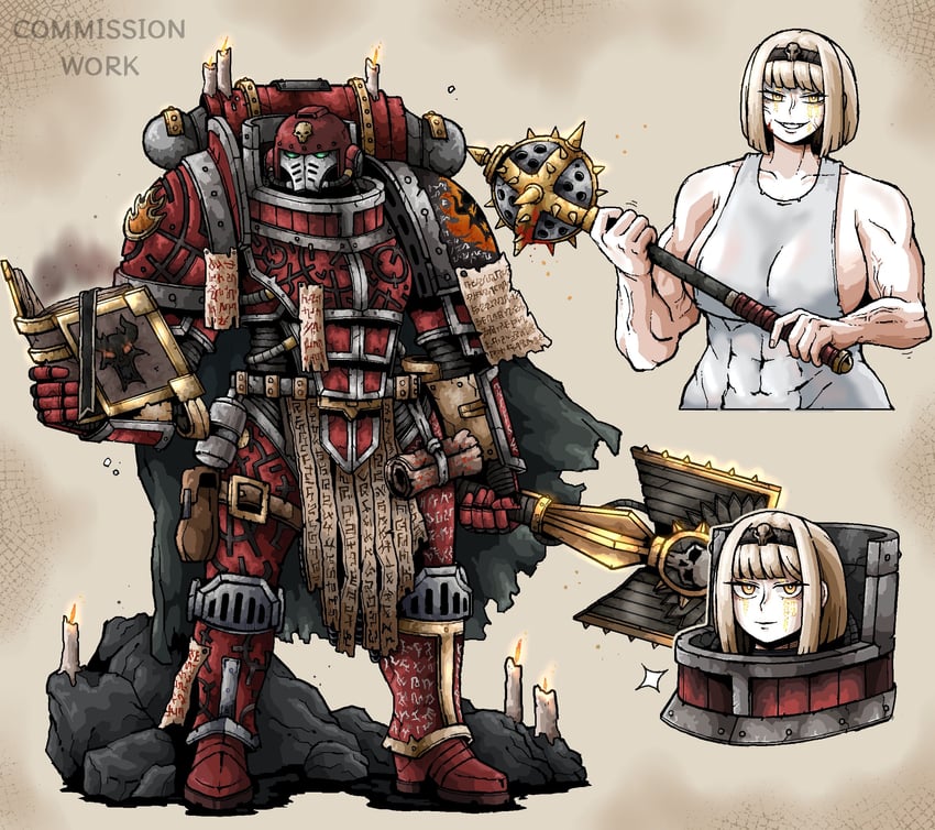 adeptus astartes and chaos space marine (warhammer 40k) drawn by octosoup