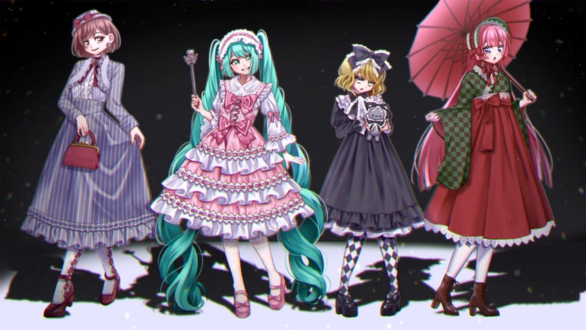 hatsune miku, kagamine rin, megurine luka, and meiko (vocaloid) drawn by izumikiyomaru