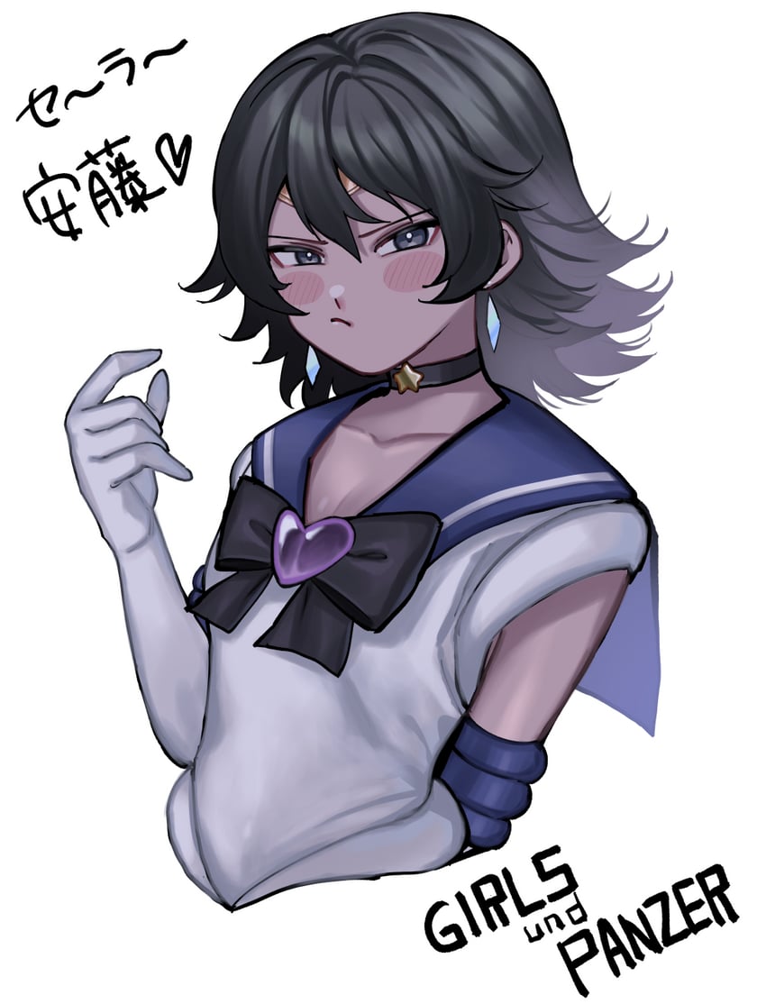 andou, sailor saturn, and super sailor saturn (girls und panzer and 1 more) drawn by machishita_atake