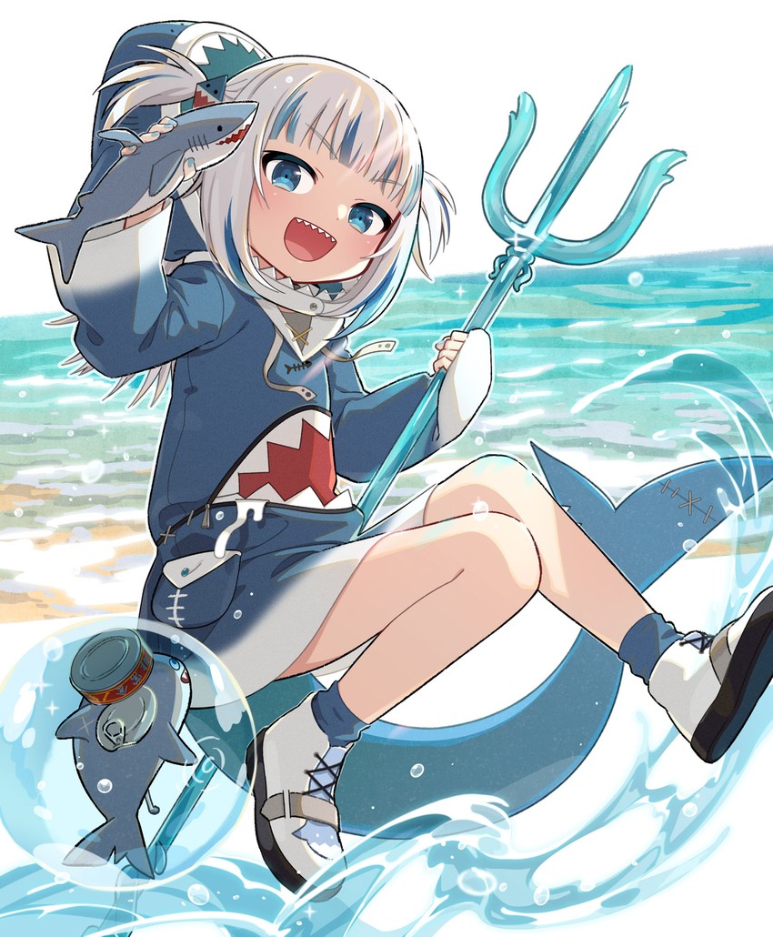 gawr gura and bloop (hololive and 1 more) drawn by uchako