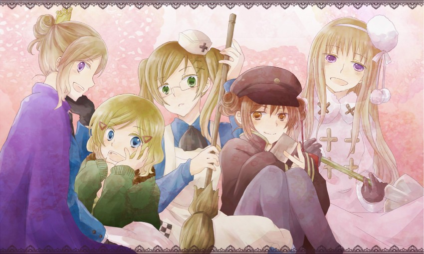america, united kingdom, russia, france, and china (axis powers hetalia) drawn by kinako_(goboshi)