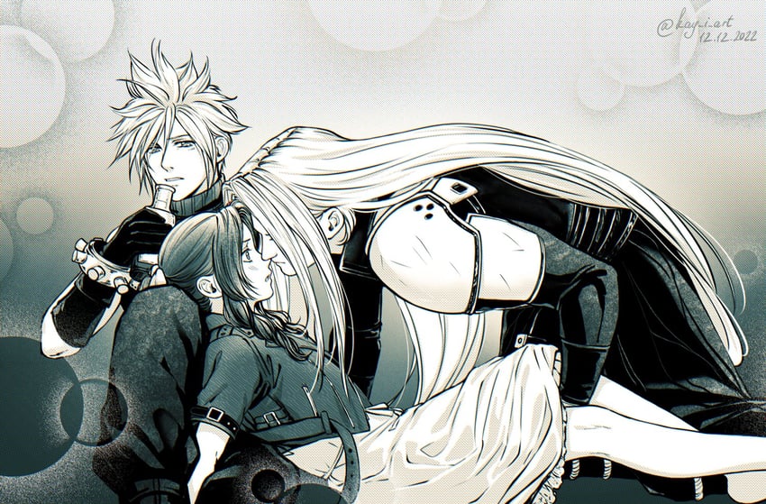 cloud strife, aerith gainsborough, and sephiroth (final fantasy and 2 ...