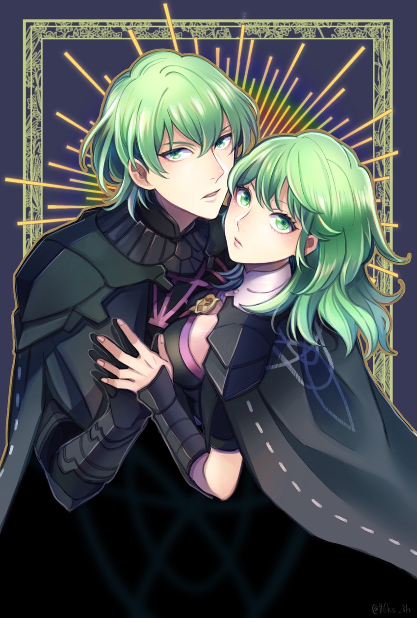 female byleth and male byleth (fire emblem and 1 more) drawn by kasu_(96ks_3h)