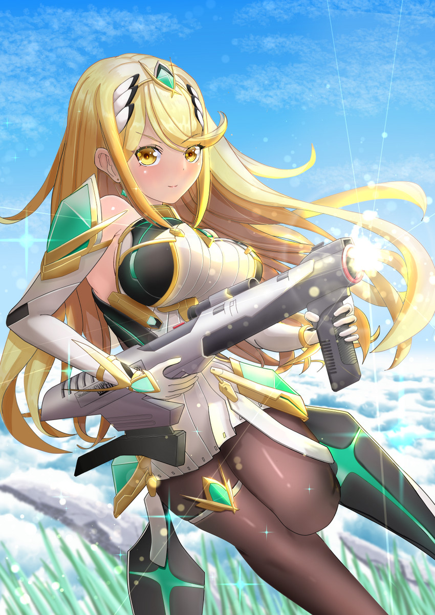 mythra (xenoblade chronicles and 2 more) drawn by inuneco