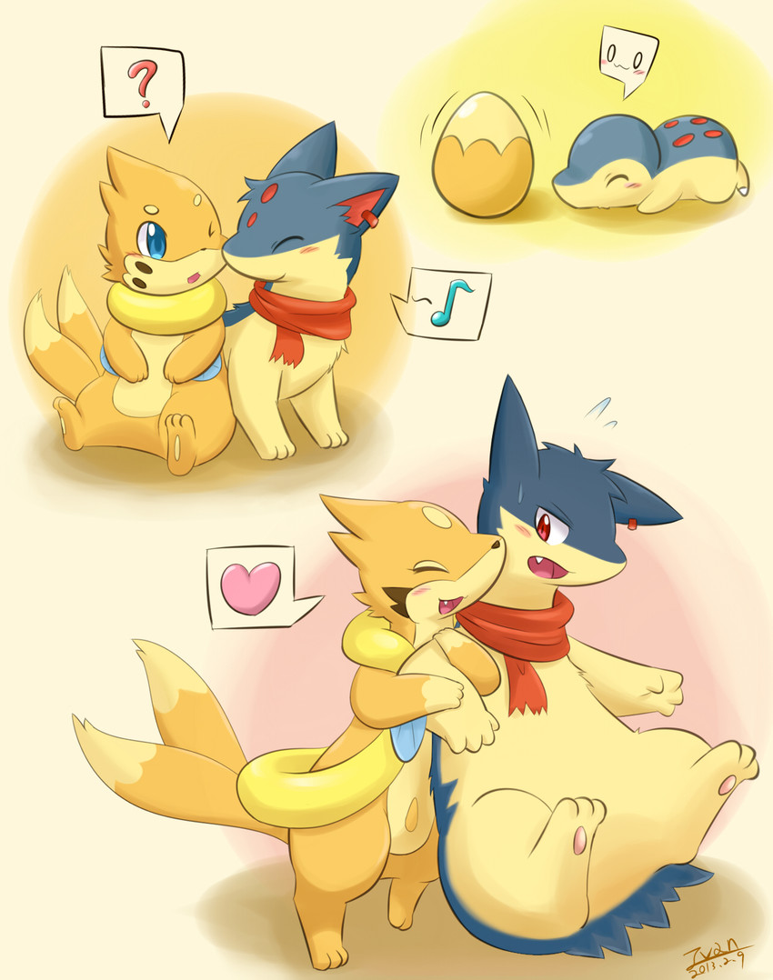 cyndaquil, typhlosion, quilava, buizel, and floatzel (pokemon) drawn by ivan_(ffxazq)