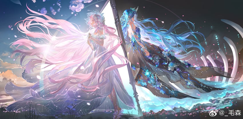 vast blossom and whales toward sea (nikki and 1 more) drawn by maosen