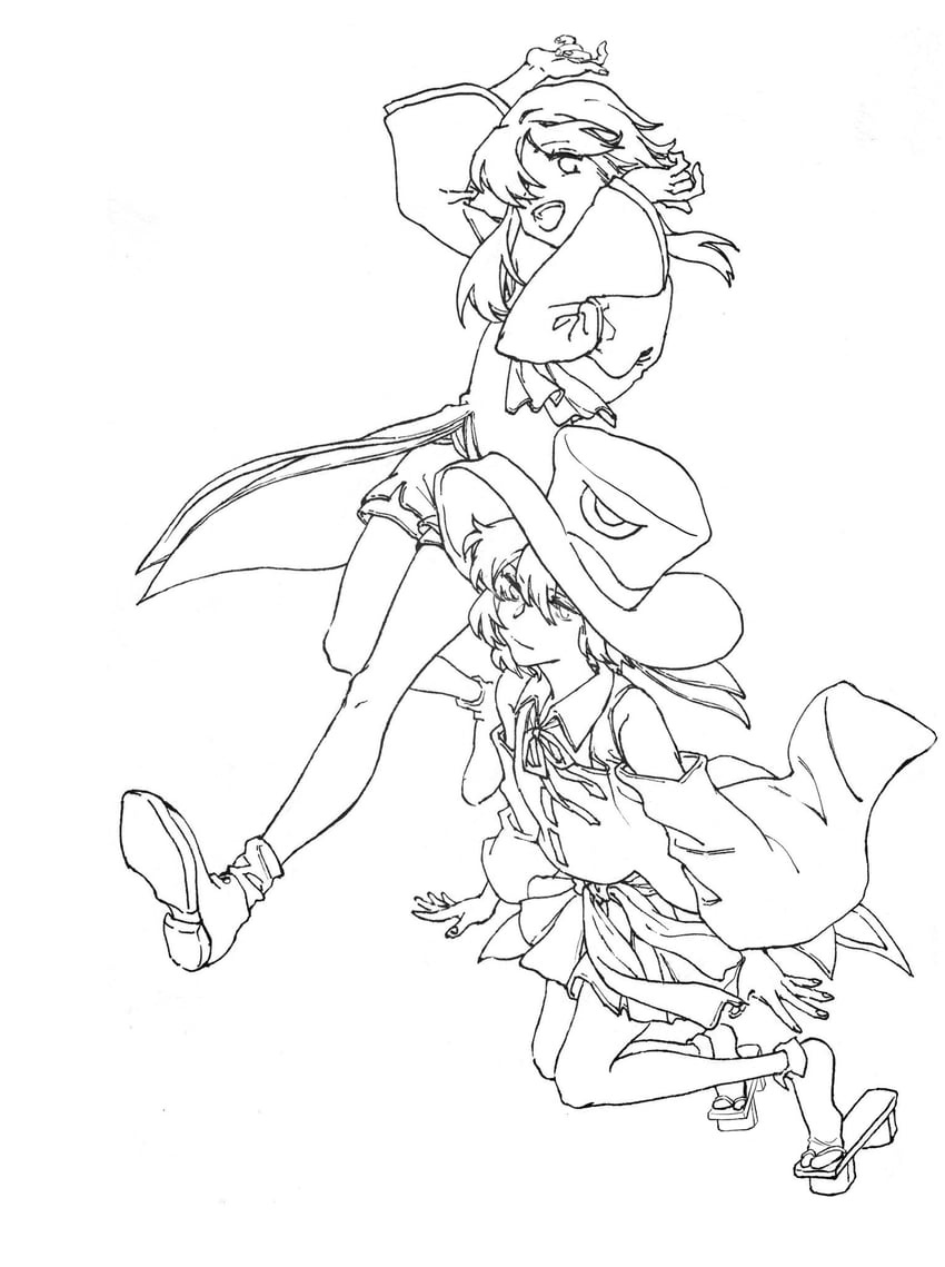 enraku tsubakura and houlen yabusame (len'en) drawn by jishixingle1029