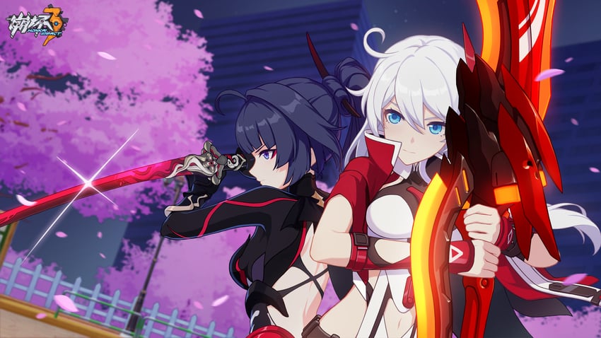 kiana kaslana and raiden mei (honkai and 1 more)