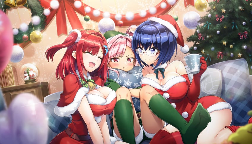 santa claus, sakimiya iruka, tojou michiru, and urami kana (dolphin wave) drawn by ootomo_takuji