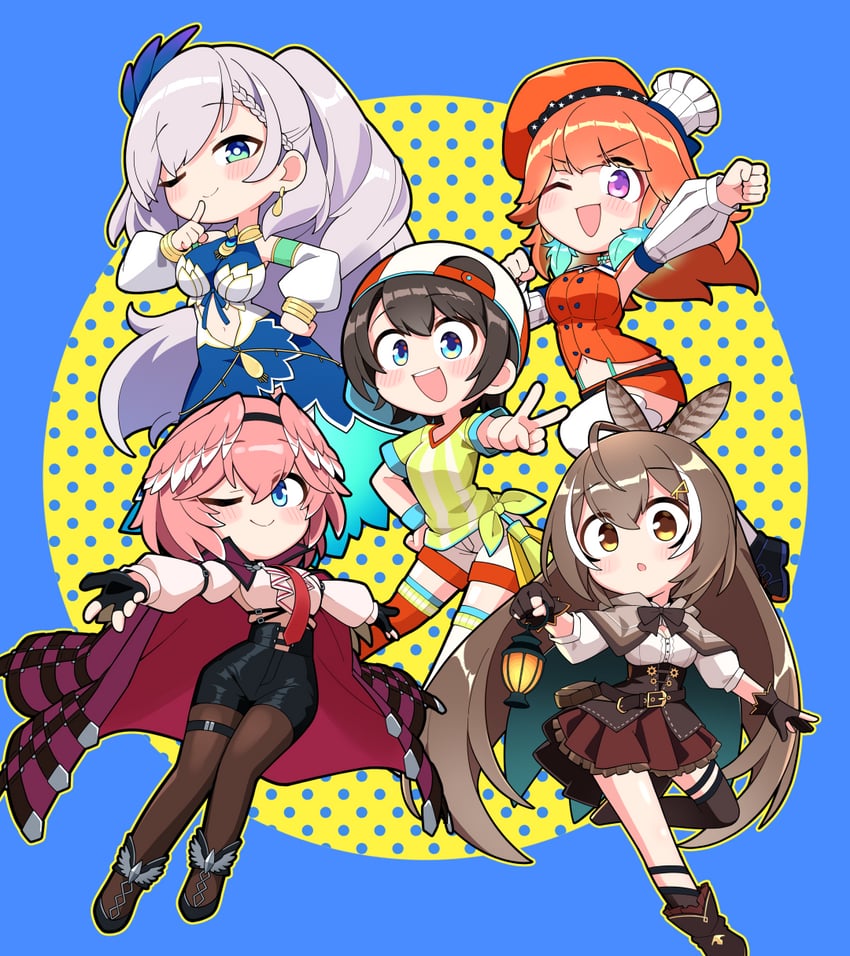 nanashi mumei, takanashi kiara, oozora subaru, takane lui, and pavolia reine (hololive and 2 more) drawn by jb_jagbung