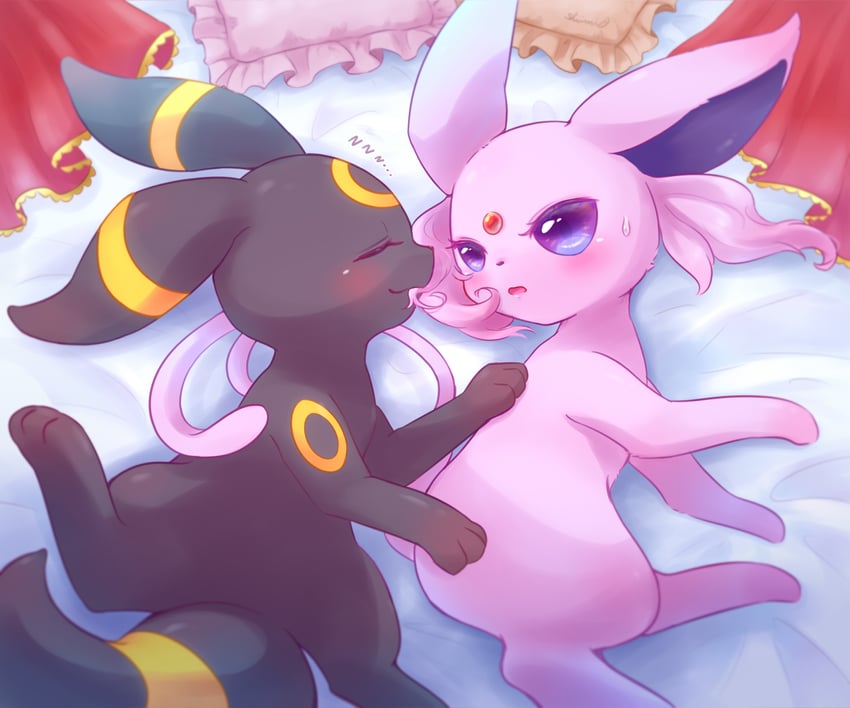 umbreon and espeon (pokemon) drawn by shii_(no-va_could)