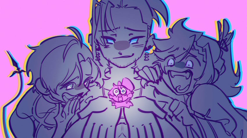gavis bettel, machina x flayon, banzoin hakka, and josuiji shinri (holostars and 1 more) drawn by holoboisart