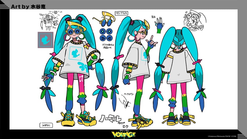hatsune miku, chatot, and normal miku (pokemon and 2 more) drawn by mizutani_megumi