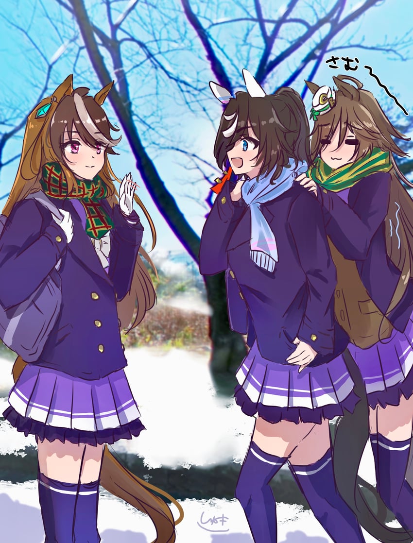 symboli rudolf, mr. c.b., and katsuragi ace (umamusume) drawn by naegi_happy