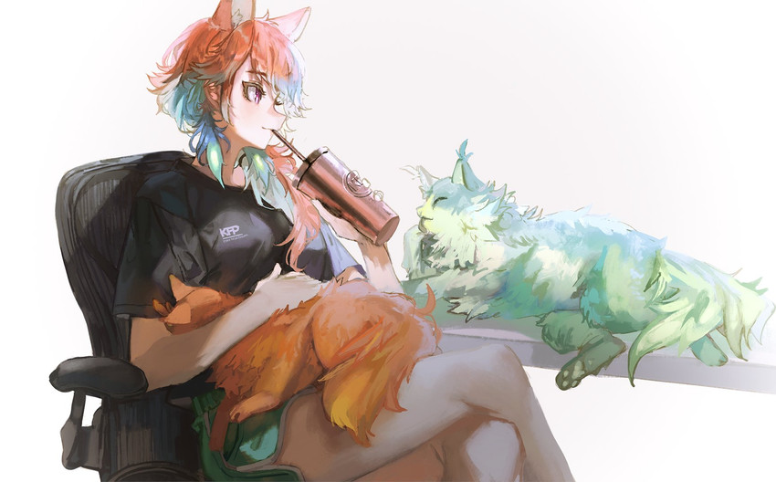 takanashi kiara, chonkers, and smoothie (hololive and 1 more) drawn by quasarcake