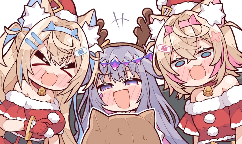 fuwawa abyssgard, mococo abyssgard, and koseki bijou (hololive and 1 more) drawn by kukie-nyan