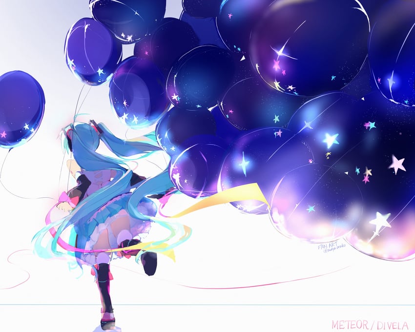 hatsune miku and magical mirai miku (vocaloid and 2 more) drawn by awayaarinko