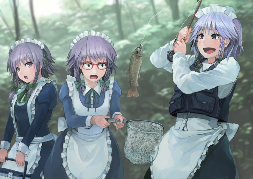 izayoi sakuya, genpatsu, ryuuga, and aika (touhou and 1 more) drawn by ichiba_youichi
