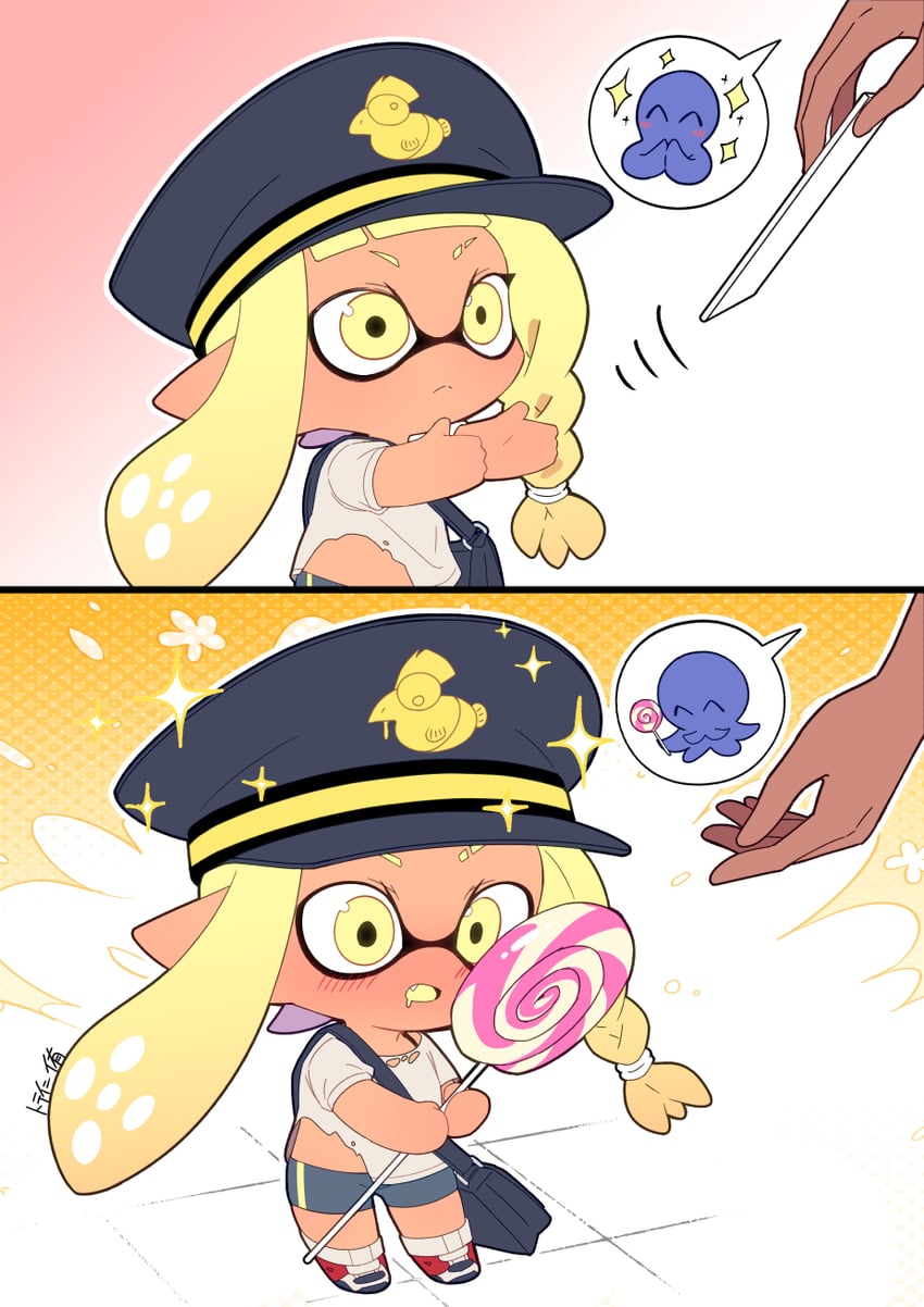 inkling player character, inkling girl, octoling player character, veronika, and hirooooo (splatoon and 1 more) drawn by minamidena