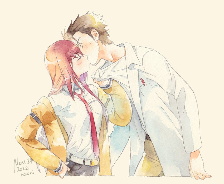 makise kurisu and okabe rintarou (steins;gate) drawn by rocni