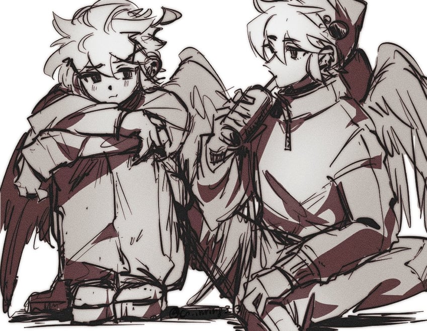 pit and dark pit (kid icarus and 1 more) drawn by ko_iwari_ngo