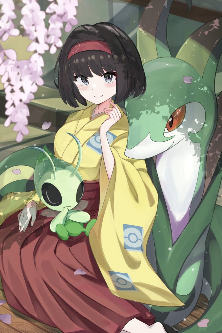 erika, celebi, and serperior (pokemon and 1 more) drawn by umiru