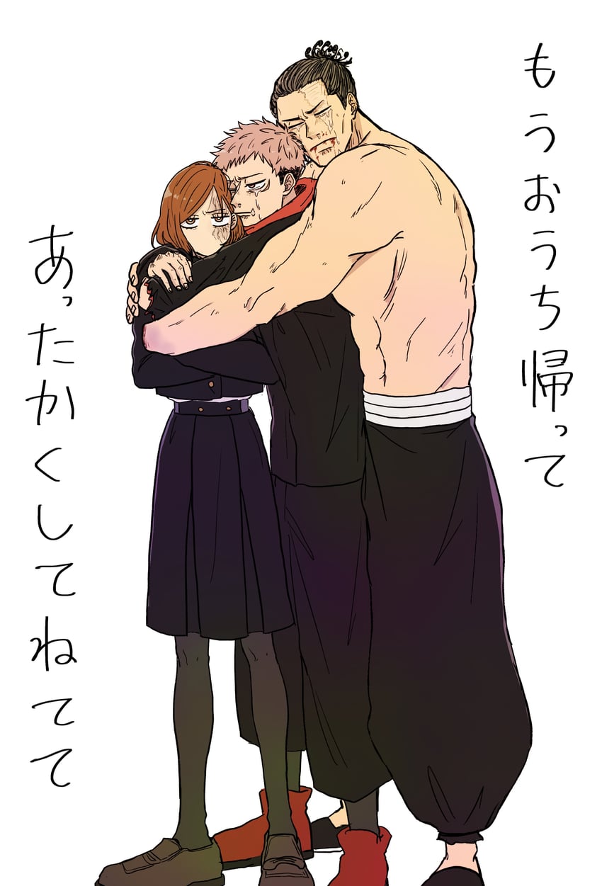 itadori yuuji, kugisaki nobara, and toudou aoi (jujutsu kaisen) drawn by muho_chitai