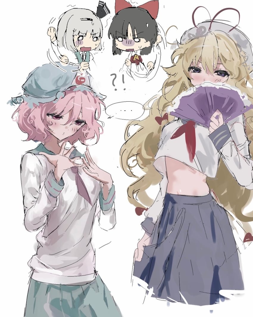 hakurei reimu, konpaku youmu, yakumo yukari, and saigyouji yuyuko (touhou) drawn by sesmkun