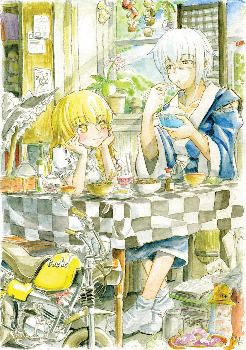 kirisame marisa and morichika rinnosuke (touhou and 1 more) drawn by master_(4th)