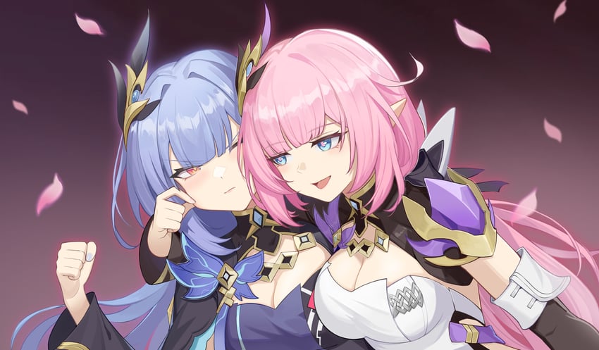 elysia and herrscher of corruption (honkai and 1 more) drawn by varjunduskuu