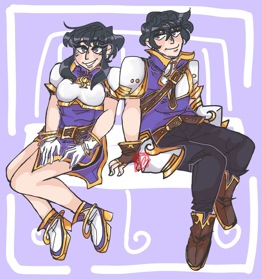 larcei and scathach (fire emblem and 1 more) drawn by m0rb1dspade