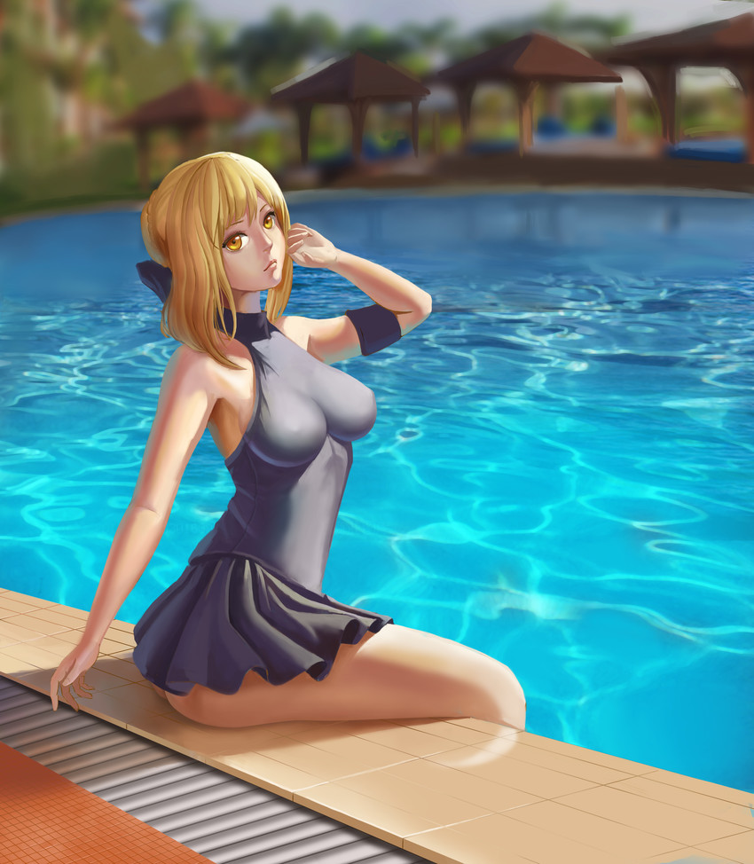 artoria pendragon and saber alter (fate and 2 more) drawn by goldengear870