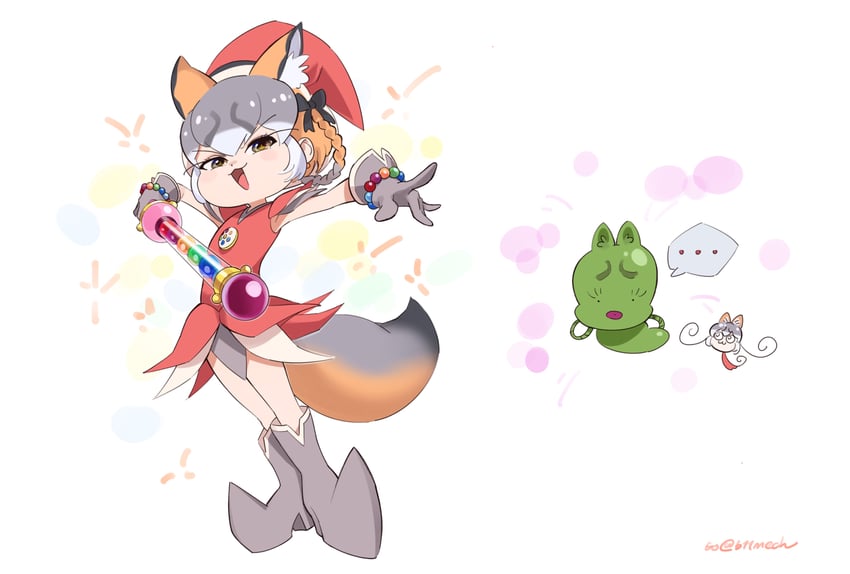 island fox and kanihai (kemono friends and 2 more) drawn by beleven