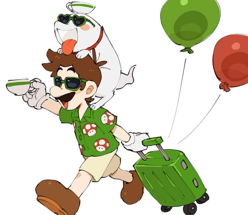 luigi and polterpup (mario and 4 more) drawn by mimimi_(mimimim9999)