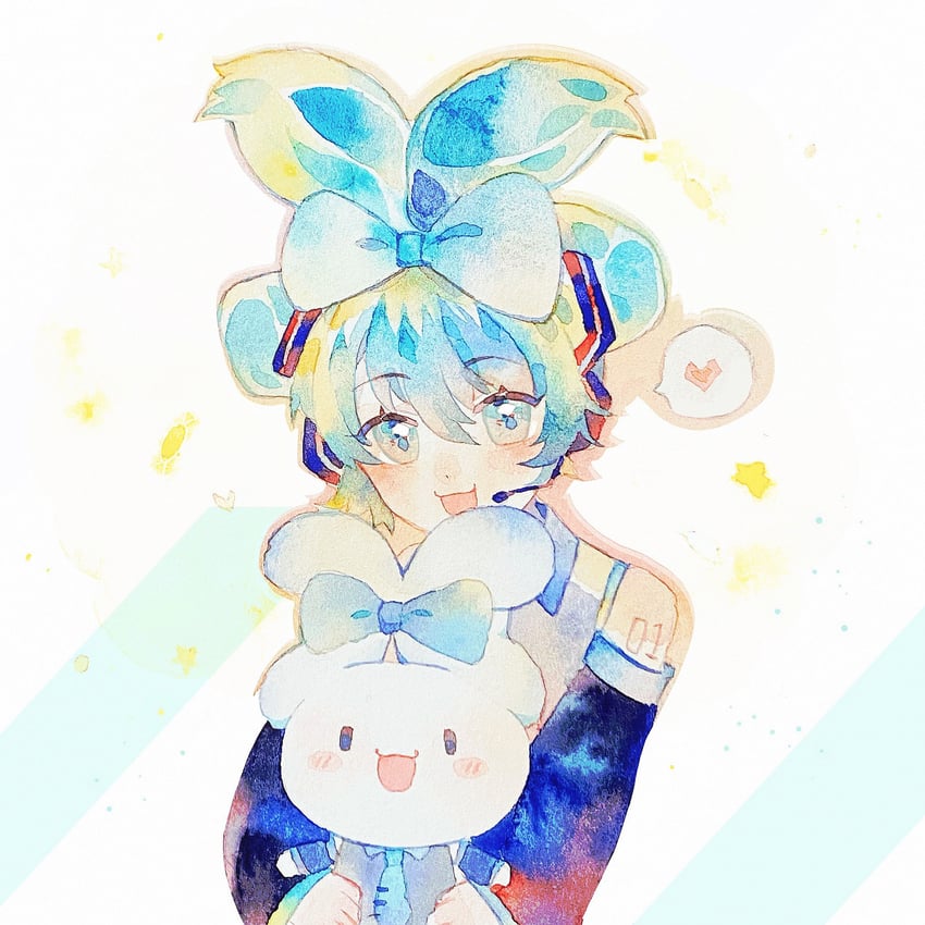hatsune miku, cinnamoroll, and cinnamiku (vocaloid and 2 more) drawn by sanyue_bingbing