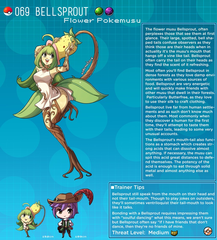 bellsprout and terrance rainer (pokemon) drawn by kinkymation