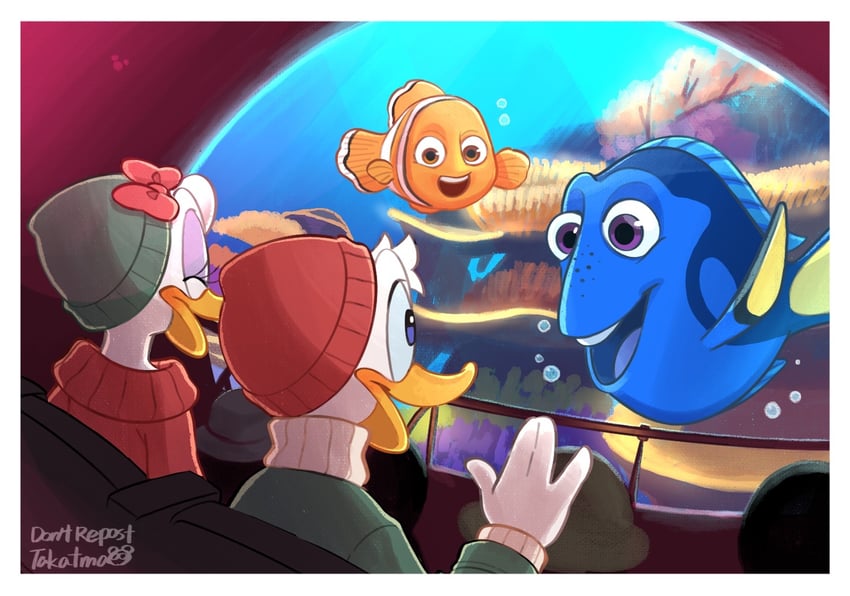 donald duck, daisy duck, dory, and nemo (mickey mouse & friends and 2 more) drawn by takatmaorange
