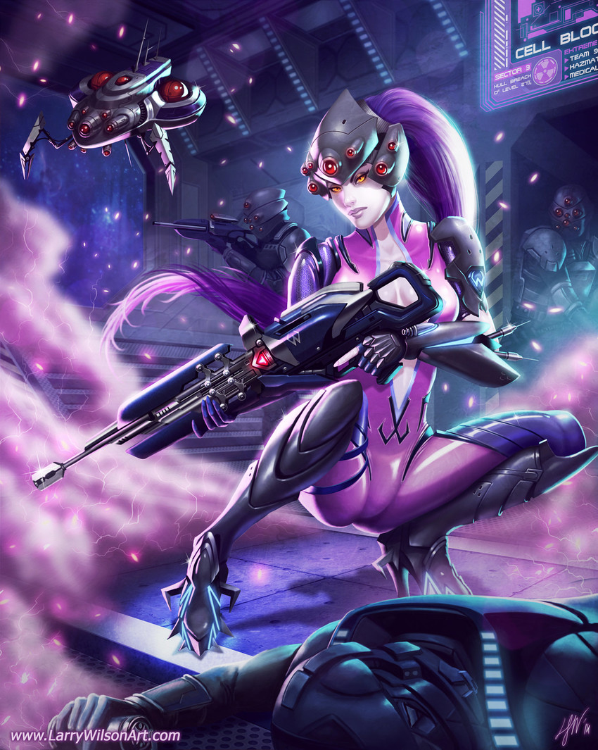 widowmaker (overwatch and 1 more) drawn by larry_wilson