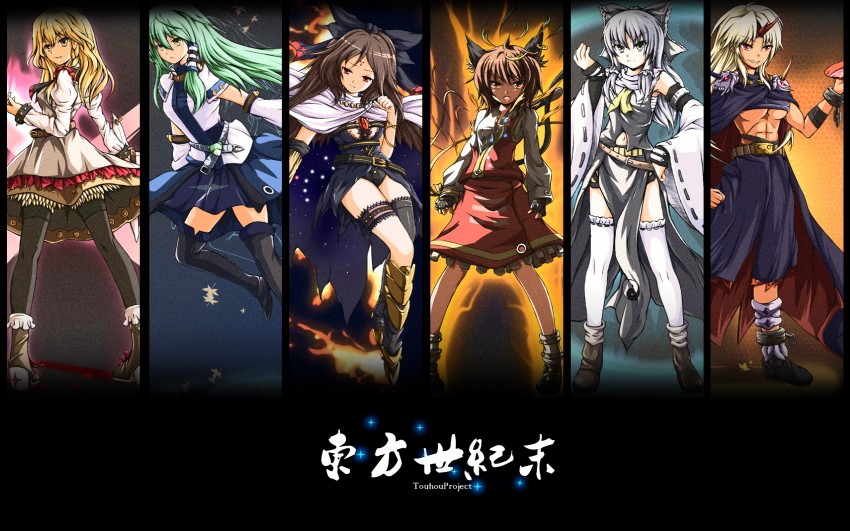 hakurei reimu, kirisame marisa, kochiya sanae, chen, reiuji utsuho, and 8 more (touhou and 2 more) drawn by sirills
