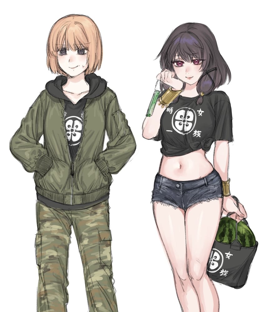 miura asahi and ebony (mahou shoujo madoka magica and 1 more) drawn by yukishiro_(hitsuji)