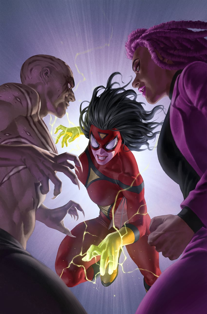 spider-woman, jessica drew, rose roche, and michael marchand (marvel and 1 more) drawn by yoon_junggeun