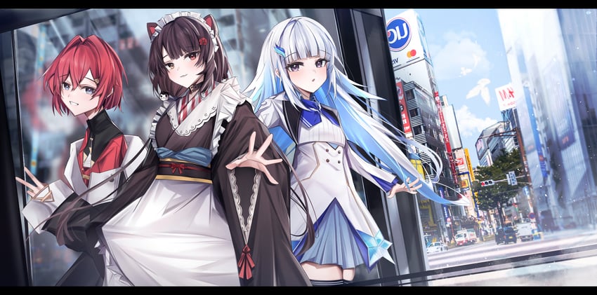 lize helesta, ange katrina, and inui toko (nijisanji) drawn by simoxia
