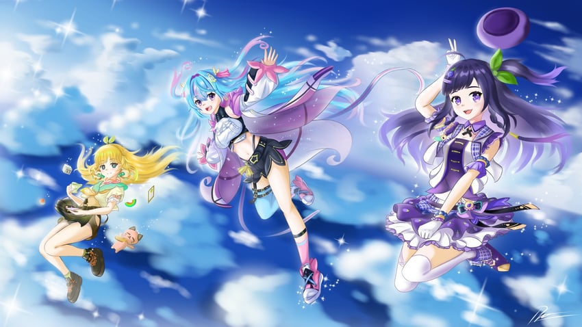 misora kanon, natsumi hachi, and kisaki tencha (nijigen project) drawn by hitatsuphat