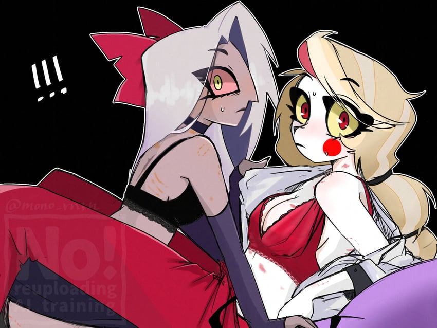charlie morningstar and vaggie (hazbin hotel) drawn by mono_rnrn