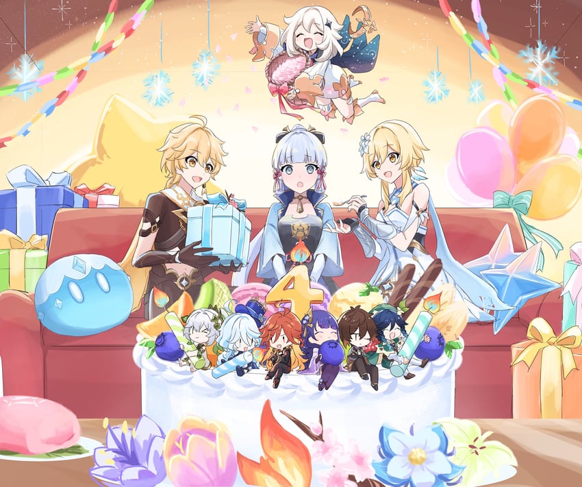 lumine, raiden shogun, aether, furina, nahida, and 7 more (genshin impact) drawn by ryokukablog