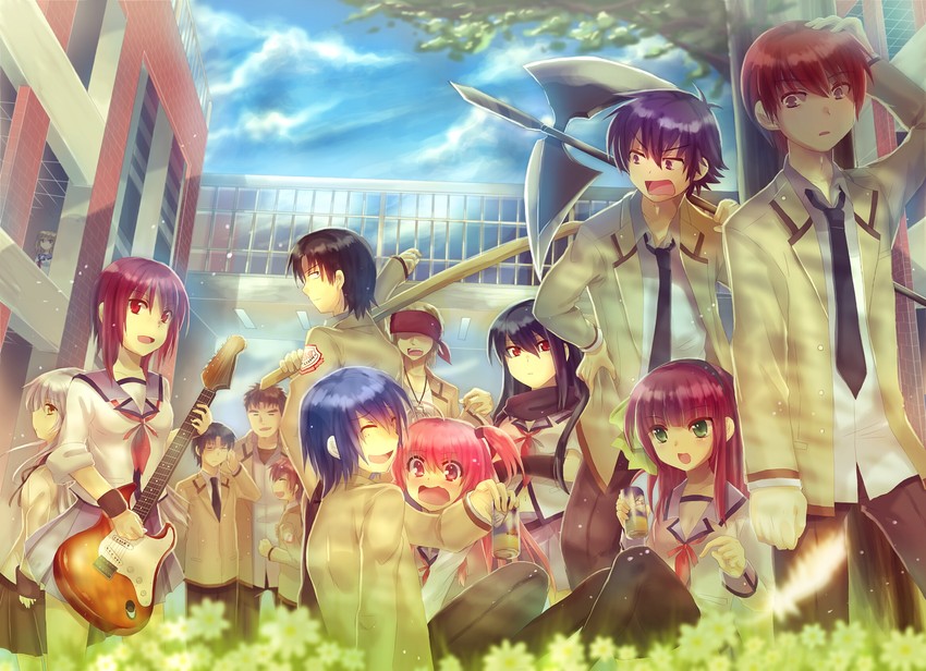 tachibana kanade, nakamura yuri, yui, hinata hideki, otonashi yuzuru, and 9 more (angel beats! and 1 more) drawn by hayama_eishi