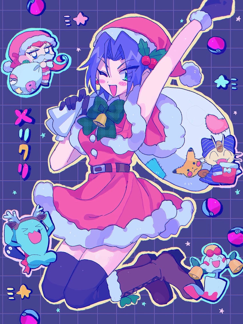jessie, james, meowth, wobbuffet, and chimecho (pokemon) drawn by ameya_(okemu_ame)