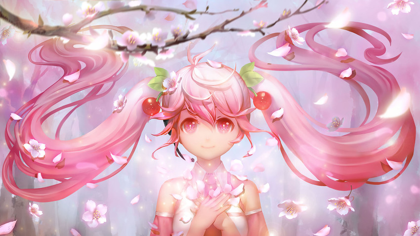 hatsune miku and sakura miku (vocaloid) drawn by orry