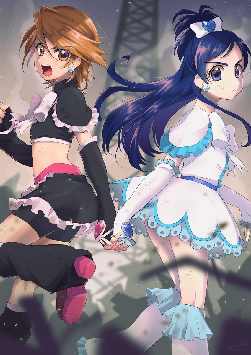 misumi nagisa, yukishiro honoka, cure black, and cure white (precure and 1 more) drawn by mayako0706